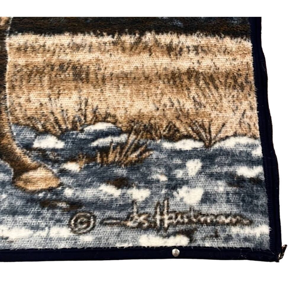 VTG Biederlack Western Blanket Horse Zipper Snaps Reversible Cuddle Wrap USA - Picture 2 of 5